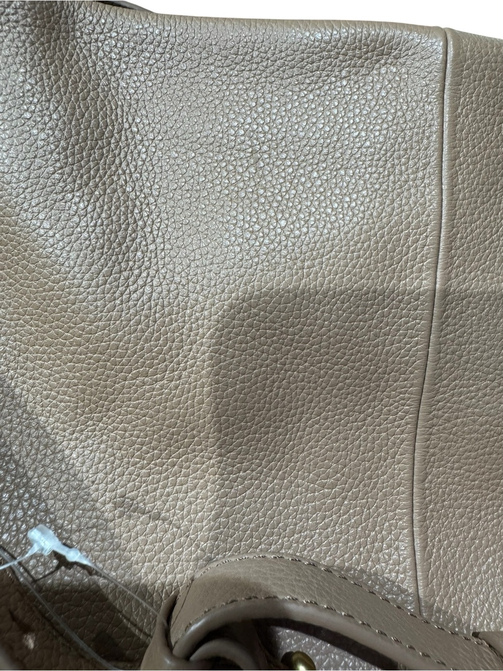 Vince Camuto Lisha Spiced Almond Pebbled Leather Shoulder Hobo Bag Gold Studs - Picture 11 of 12